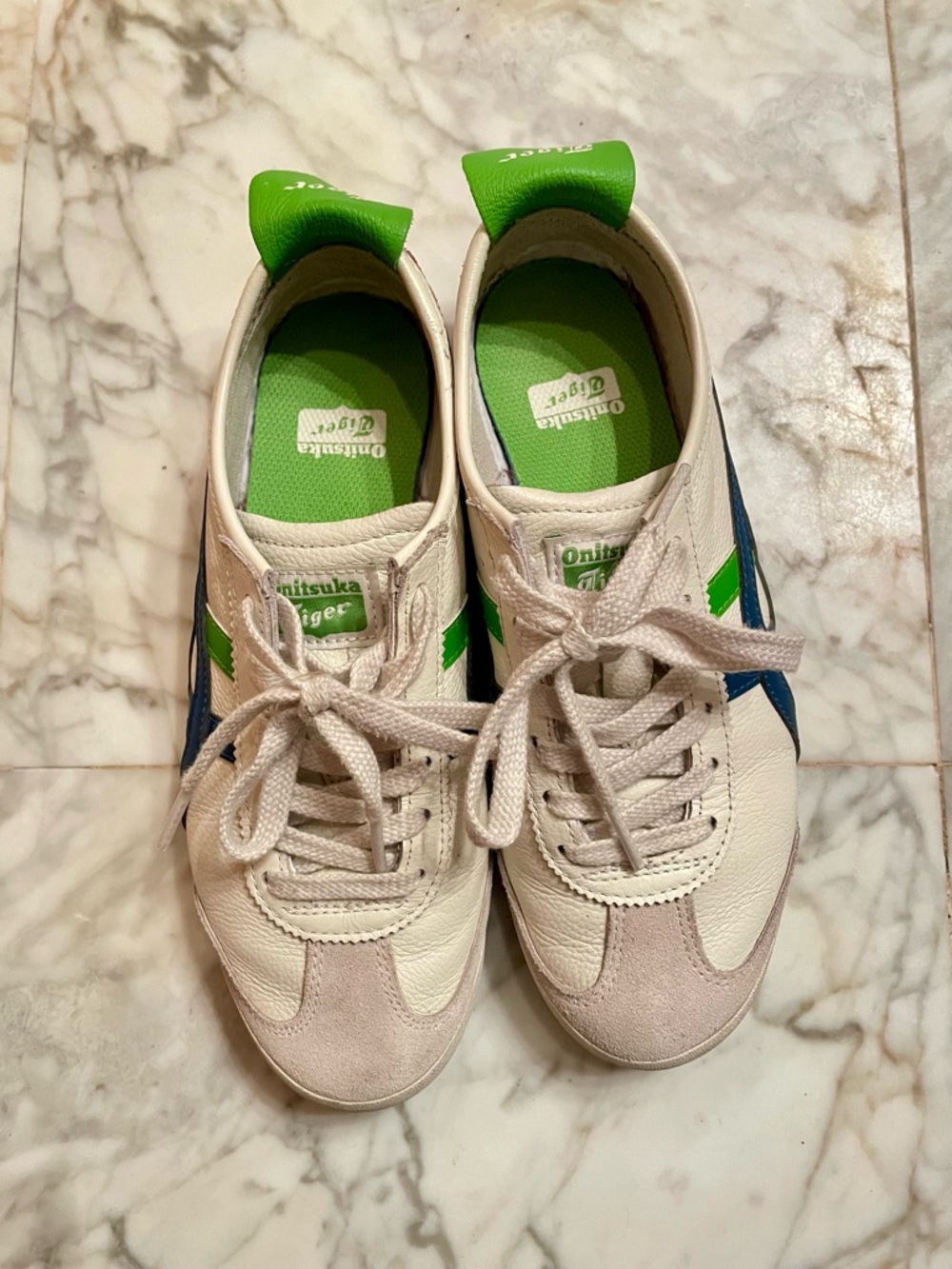 Onitsuka Tiger Mexico 66 Sneakers in Cream, Navy & Lime，size 5